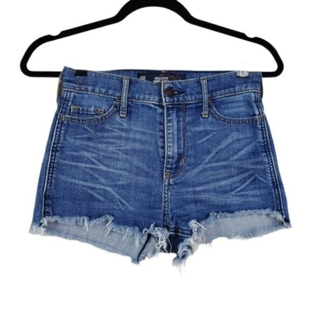 Hollister Womens Blue High Rise Short-Short Distressed Denim Jean Shorts Size 00